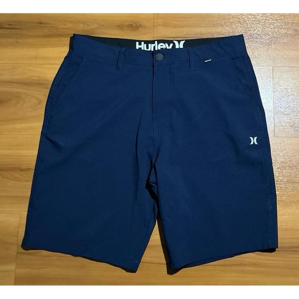 Mens Hurley Flat Front Performance Beach Surf Navy Chino Shorts